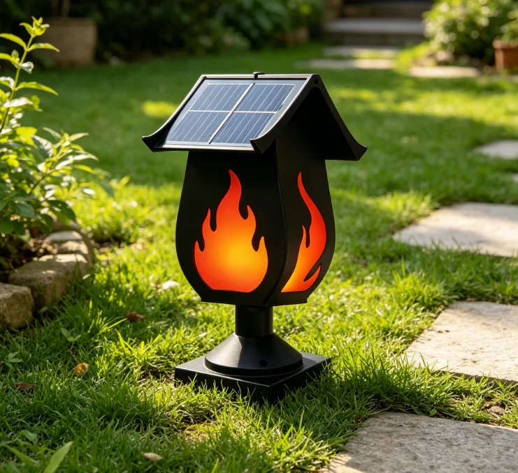 Outdoor Lighting Waterproof - Güneş Enerjili Sütun Farları, Simüle Edilmiş